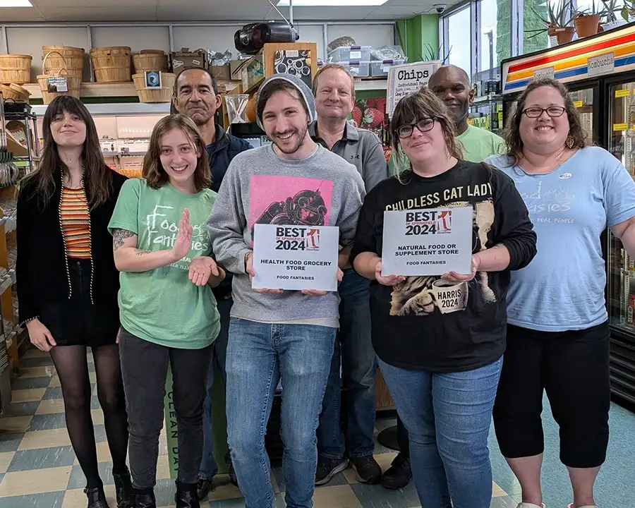 Food Fantasies - Health Food Store team posing with award for Best health food grocery store of 2024 - Springfield, IL